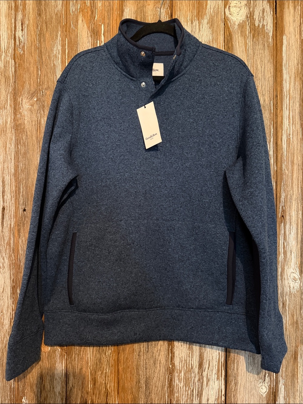 Goodfellow & Co Heather Navy Zip-Style Quarter Snap Sweater